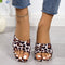 Leopard Square Toe Sandals Summer High-heeled Slippers Chunky Heel Shoes For Women