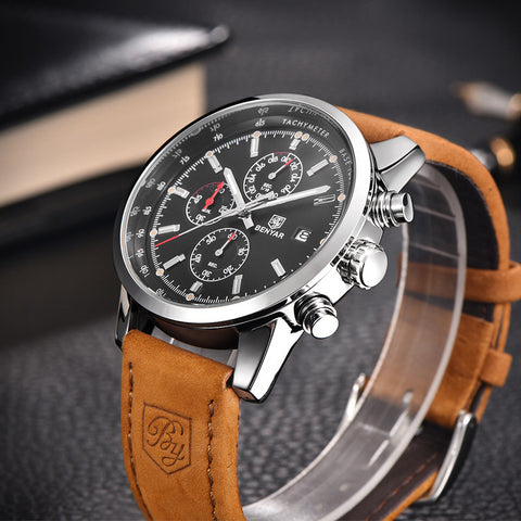 Fashion Casual Watch Mens Watches Men Luxury Brand Quartz Watch Business Leather Men's Watches Clock